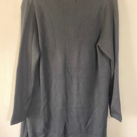 Dialogue Black Open Front Cardigan‎ XS Merino Blend Lightweight Layering Career - Picture 2 of 7